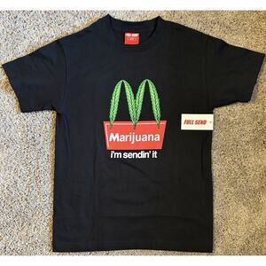 Full Send Marijuana Graphic Black Men's T-Shirt S Jersey Cotton Short Sleeve